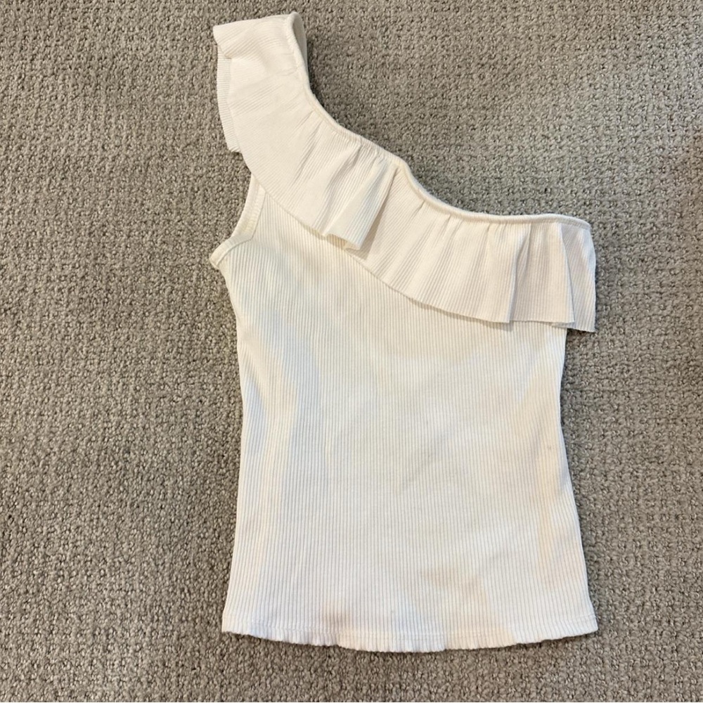 Miami Ribbed One-Shoulder Top in White